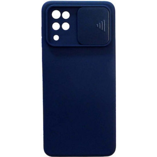 Oem Θήκη Σιλικόνης Matt Με Προστασία Κάμερας Για Samsung Galaxy A12 / M12 / F12 Σκούρο Μπλε