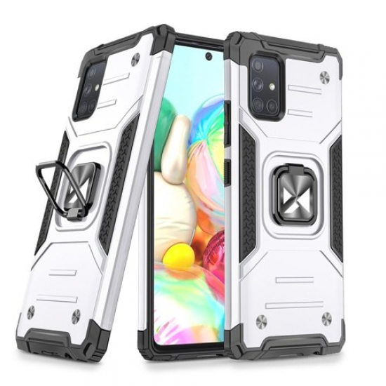 Wozinsky Ring Armor Case Kickstand Tough Rugged Cover for Samsung Galaxy A51 / A31 silver