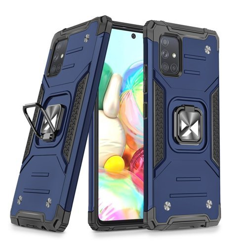 Wozinsky Ring Armor Case Kickstand Tough Rugged Cover for Samsung Galaxy A71 blue