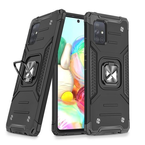 Wozinsky Ring Armor Case Kickstand Tough Rugged Cover for Samsung Galaxy A71 black