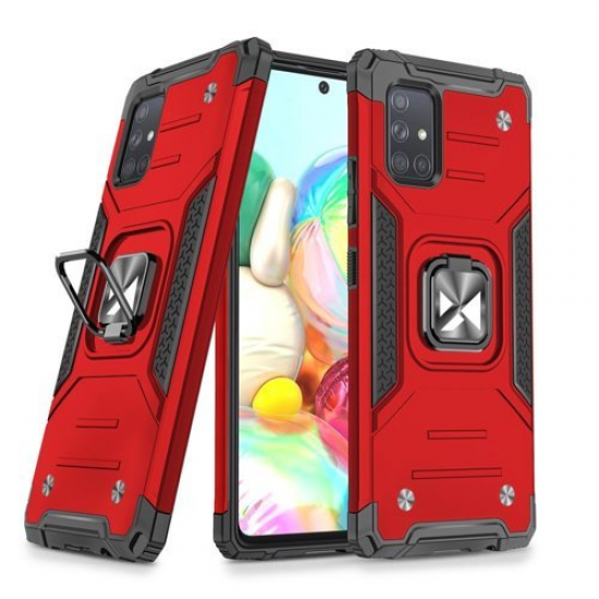 Wozinsky Ring Armor Case Kickstand Tough Rugged Cover for Samsung Galaxy A71 red
