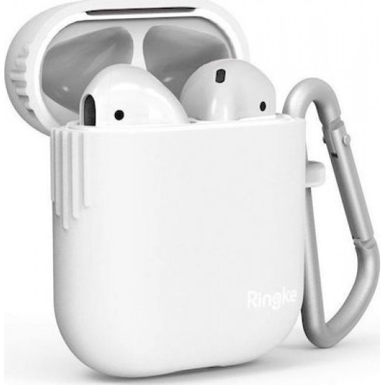 Ringke High Grade TPU Θήκη Σιλικόνης με Γάντζο σε Λευκό χρώμα για Apple AirPods
