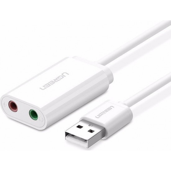 Ugreen US205 Εξωτερική USB Κάρτα Ήχου 2.0 σε Λευκό χρώμα