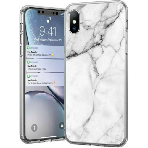 Wozinsky Marble Back Cover Σιλικόνης Λευκό (iPhone X / Xs)