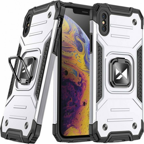 Wozinsky Ring Armor Back Cover Σιλικόνης Ανθεκτική Ασημί (iPhone X / Xs)