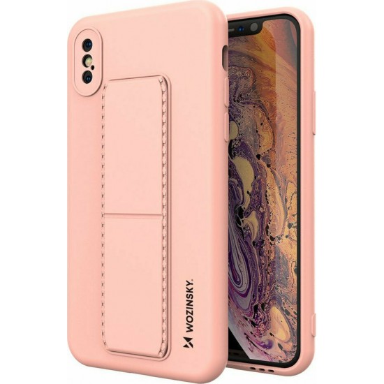 Wozinsky Kickstand Flexible Back Cover Σιλικόνης Ροζ (iPhone X / Xs)