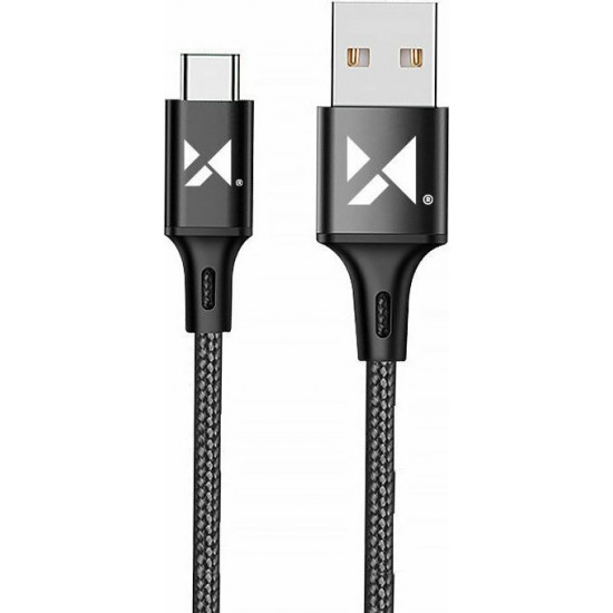 Wozinsky Braided USB 2.0 Cable USB-C male - USB-A male Μαύρο 2m (WUC-C2B)