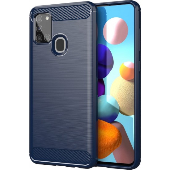 Hurtel Carbon Back Cover Μπλε (Galaxy A21s)