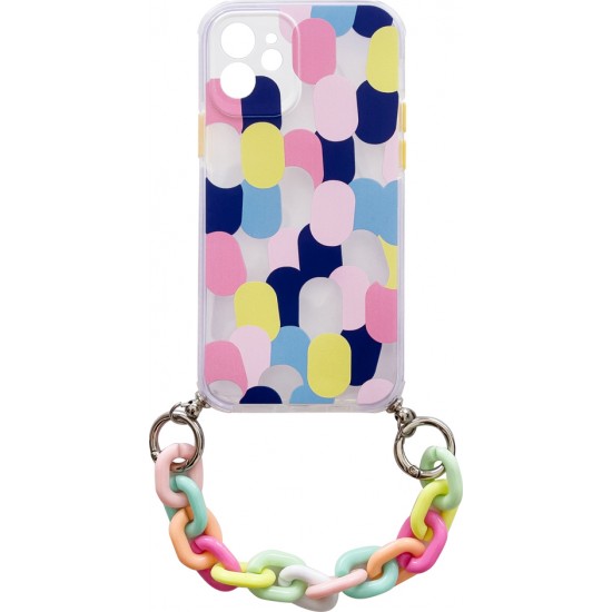 Hurtel Color Chain Flexible Back Cover Σιλικόνης με Λουράκι Blue/Pink (iPhone 13 Pro Max)