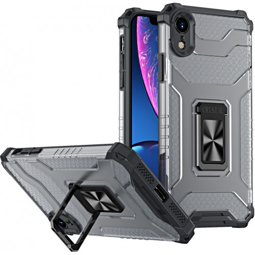 Hurtel Crystal Ring Back Cover Συνθετική Ανθεκτική Μαύρο (iPhone XR)