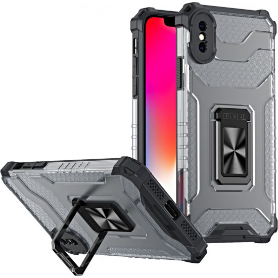 Hurtel Crystal Ring Back Cover Συνθετική Ανθεκτική Μαύρο (iPhone X / Xs)