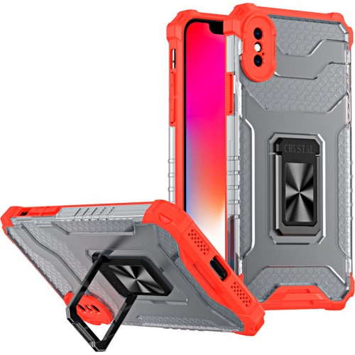 Hurtel Crystal Ring Back Cover Συνθετική Ανθεκτική Κόκκινο (iPhone X / Xs)