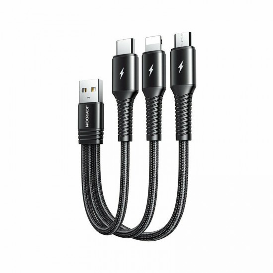 Joyroom Braided USB to Lightning / Type-C / micro USB Cable Μαύρο 0.15m (S-01530G9 LCM)
