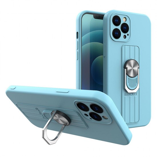 Θήκη σιλικόνης με λαβή δακτύλου και βάση iPhone 11 γαλάζιο
