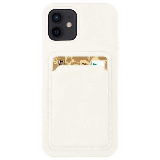 Θήκη σιλικόνης με θήκη κάρτας για iPhone X/Xs λευκό
