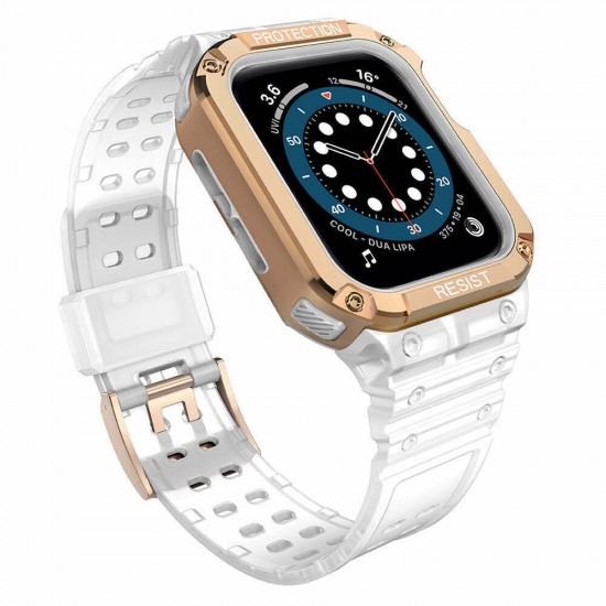 Hurtel Armored Θήκη & Λουράκι Σιλικόνης Διάφανο / Ροζ (Apple Watch 38/40/41mm)