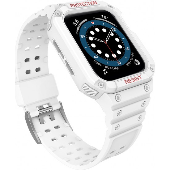 Hurtel Armored Θήκη & Λουράκι Σιλικόνης Λευκό (Apple Watch 38/40/41mm)