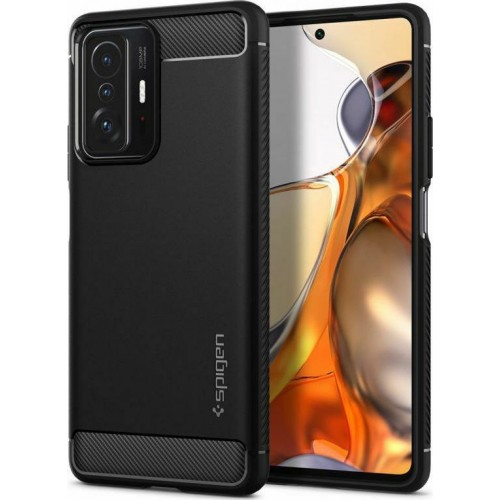 Spigen Rugged Armor Back Cover Σιλικόνης Ανθεκτική Μαύρο (Xiaomi 11T / 11T Pro)