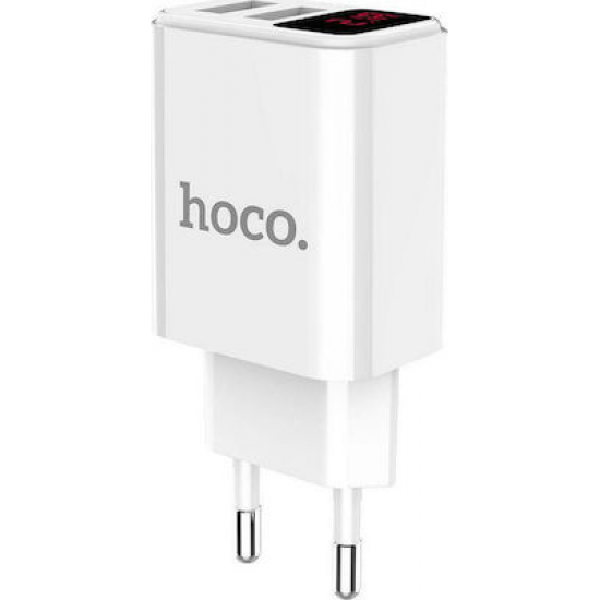 Hoco Φορτιστής Χωρίς Καλώδιο με 2 Θύρες USB-A Λευκός (C63A Victoria)