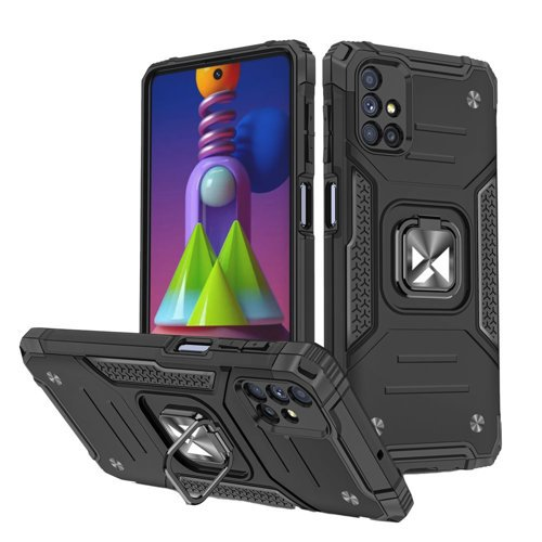 Wozinsky Ring Armor Case Kickstand Tough Rugged Cover for Samsung Galaxy M51 black