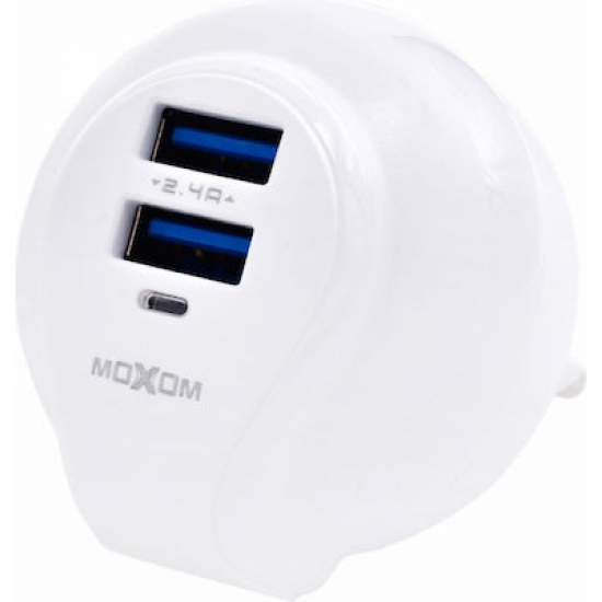 Moxom Φορτιστής με 2 Θύρες USB-A και Καλώδιο USB-C Λευκός (MX-HC42)