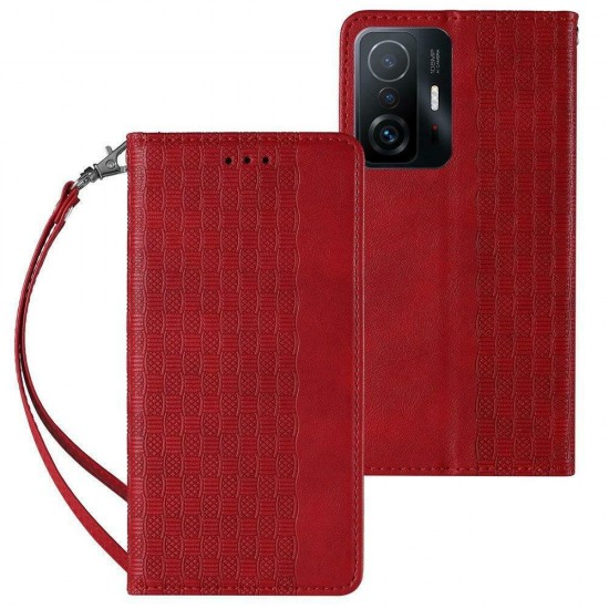 Hurtel Magnet Wallet Δερματίνης με Λουράκι Κοκκινο (Redmi Note 11 Pro)