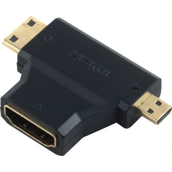 Powertech Μετατροπέας micro HDMI / mini HDMI male σε HDMI female (ADA-H004)