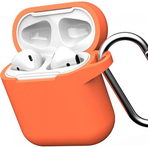 Gear4 Apollo Θήκη Σιλικόνης με Γάντζο σε Πορτοκαλί χρώμα για Apple AirPods