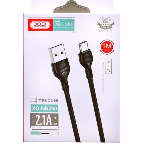 XO NB200 USB 2.0 Cable USB-C male - USB-A male Μαύρο 1m (16.005.0138)