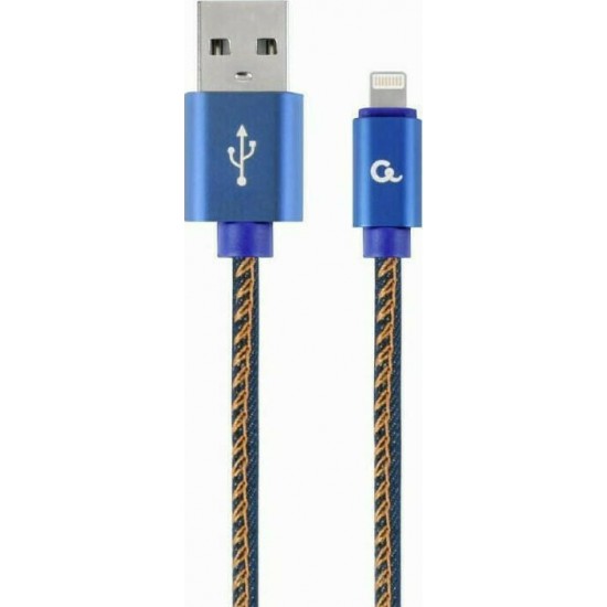 Gembird Jeans Braided USB to Lightning Cable Μπλε 1m (CC-USB2J-AMLM-1M-BL)