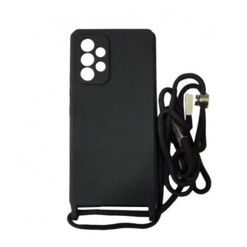Πίσω κάλυμμα σιλικόνης Samsung Galaxy A33 5G TPU Μαύρη με κορδόνι λαιμού με λουράκι