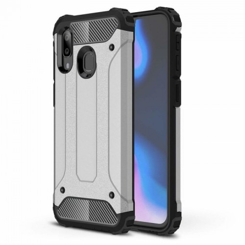 Hurtel Hybrid Armor Θήκη Tough Rugged Cover για Samsung Galax A40 ασημένιο  Hurtel Hybrid Armor Θήκη Tough Rugged Cover για Samsung Galax A40 ασημένιο