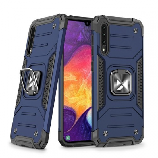 Wozinsky Ring Armor Case Kickstand Tough Rugged Cover for Samsung Galaxy A50s / Galaxy A50 / Galaxy A30s blue