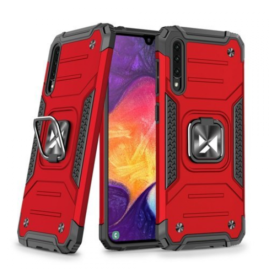 Wozinsky Ring Armor Case Kickstand Tough Rugged Cover for Samsung Galaxy A50s / Galaxy A50 / Galaxy A30s red