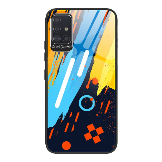Color Tempered Glass Back Cover (Galaxy A71) pattern 1