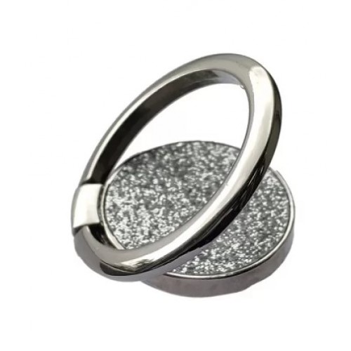 Oem Pop Socket Ring Stand Glitter Holder Για Smartphone Ασημί