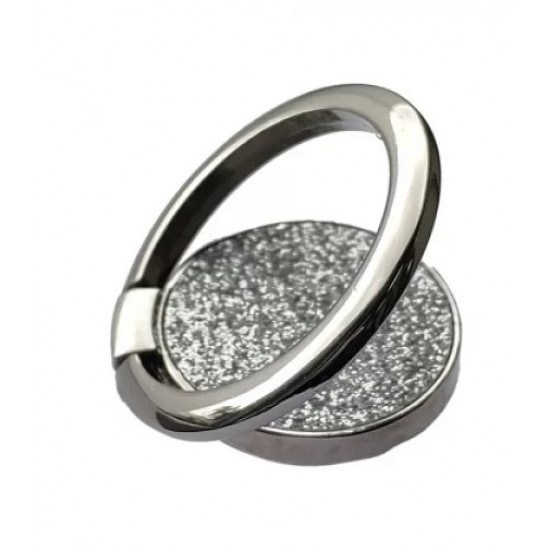 Oem Pop Socket Ring Stand Glitter Holder Για Smartphone Ασημί