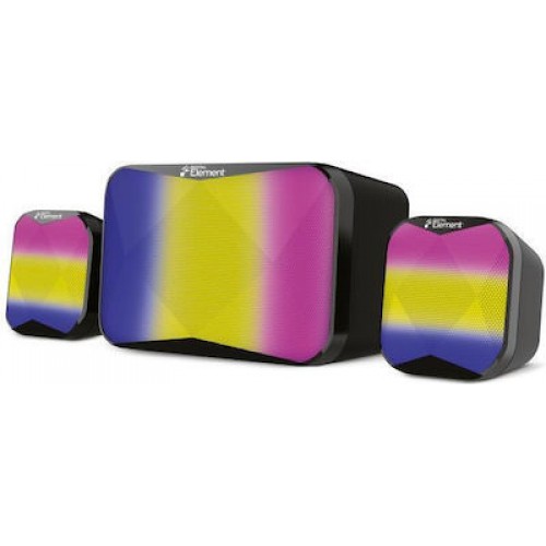 Element SP-150 v2.0 Ηχεία Υπολογιστή 2.1 με RGB Φωτισμό και Ισχύ 5W σε Μαύρο Χρώμα