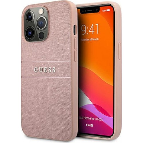 Guess Saffiano Stripe Back Cover Πλαστικό Ροζ (iPhone 13 Pro Max)