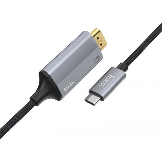 Hoco Braided Cable HDMI male - USB-C male 1.8m Μαύρο (UA13)