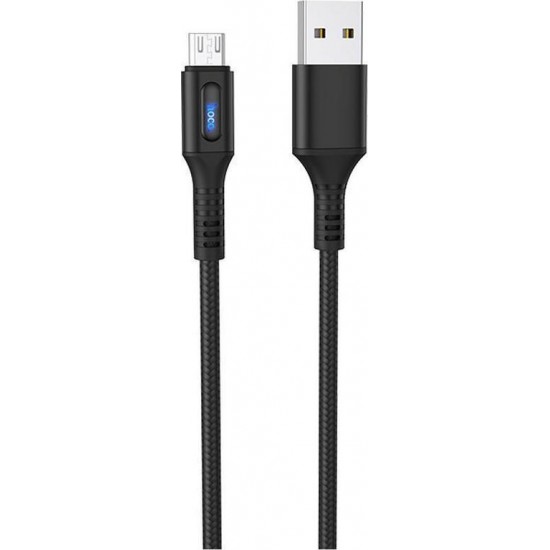 Hoco U79 Braided / LED USB 2.0 to micro USB Cable Μαύρο 1.2m (724274)