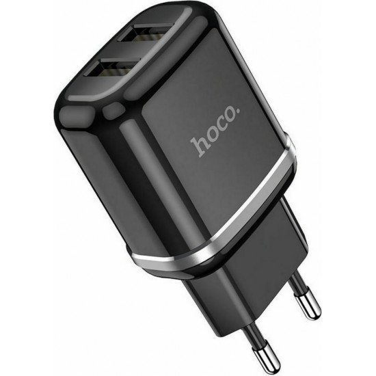 Hoco Φορτιστής Χωρίς Καλώδιο με 2 Θύρες USB-A 12W Μαύρος (N4 Aspiring)