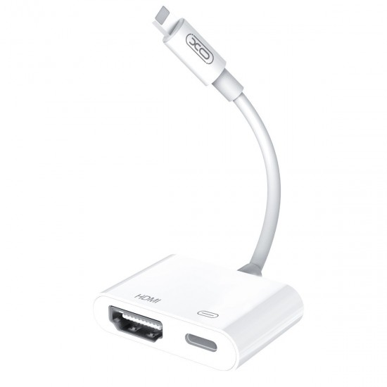 XO HUB005 Μετατροπέας Lightning male σε HDMI / USB-C female Λευκό