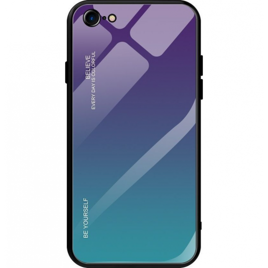 Gradient Glass Προστατευτική Θήκη για iPhone SE 2020/8/7 - Purple/Cyan (9111201890121)