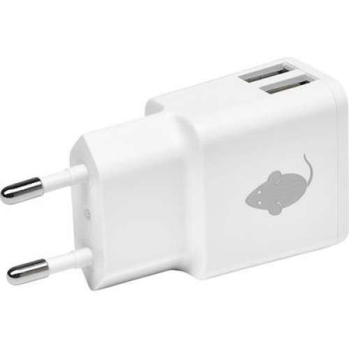 Green Mouse Φορτιστής Χωρίς Καλώδιο με 2 Θύρες USB-A 18W Ασπρο (46956583)