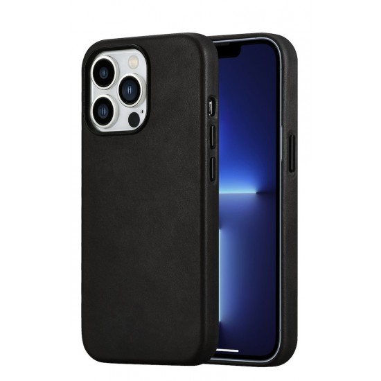 iCarer CH Leather Back Cover Δερμάτινο Μαύρο (iPhone 13 Pro)