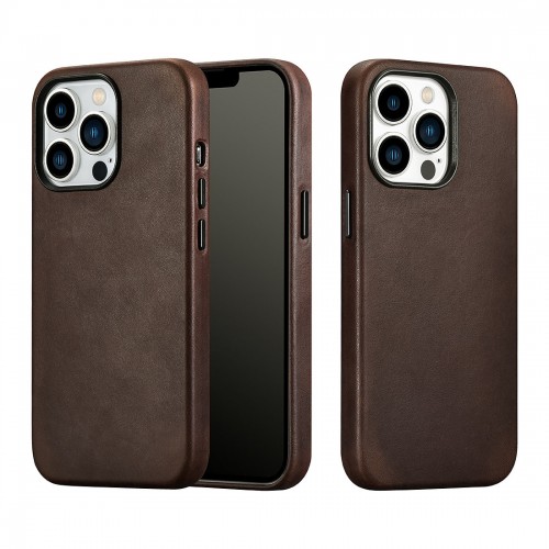 iCarer CH Leather Back Cover Δερμάτινο Καφε (iPhone 13 Pro)
