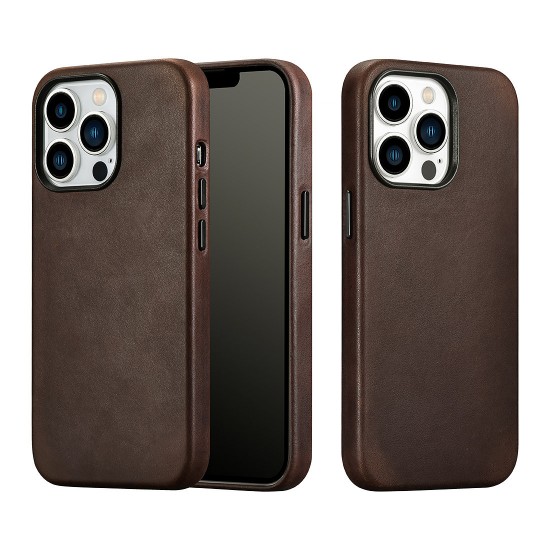 iCarer CH Leather Back Cover Δερμάτινο Καφε (iPhone 13 Pro)