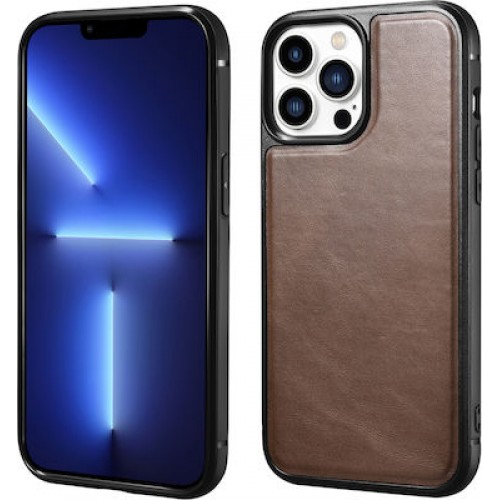 iCarer Leather Oil Wax Back Cover Δερμάτινο Καφε (iPhone 13 Pro)
