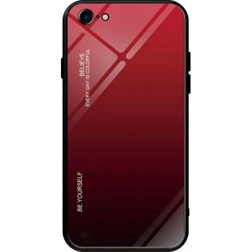 Gradient Glass Back Cover Κόκκινο μαύρο (iPhone SE 2020/8/7)
